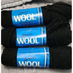 Vtg Lot American Thread Dawn Knitting Worsted 100% Virgin Wool Yarn Black 71